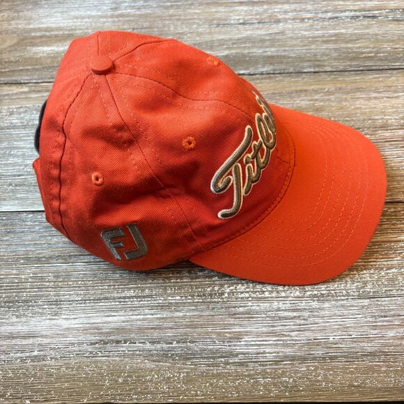 Titleist Golfing Hat Mens Orange Gray FJ Adjustable Buckleback Cap - Picture 3 of 5
